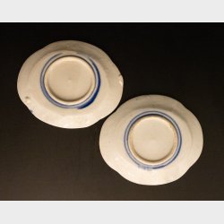Blue and white transferware plates