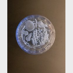 Vintage blue pressed glass dish