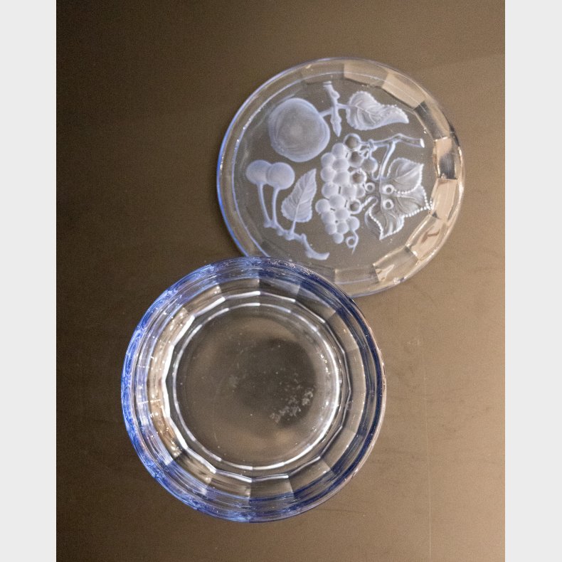 Vintage blue pressed glass dish