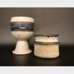 Set of 2 Vintage Studio Pottery Pieces � Goblet &amp; Lidded Jar (West Germany)