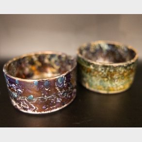 Set of 2 Handmade Studio Pottery Bowls with Multicolour Glaze