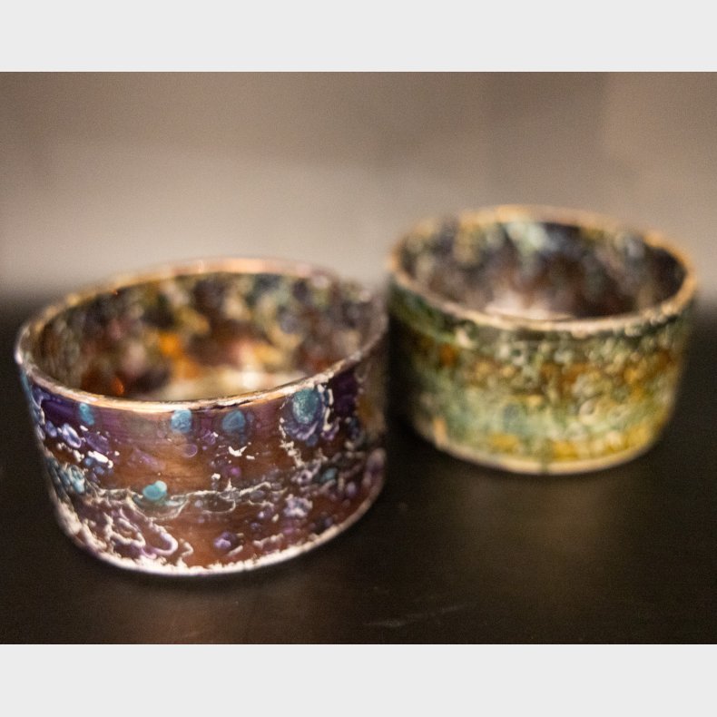Set of 2 Handmade Studio Pottery Bowls with Multicolour Glaze