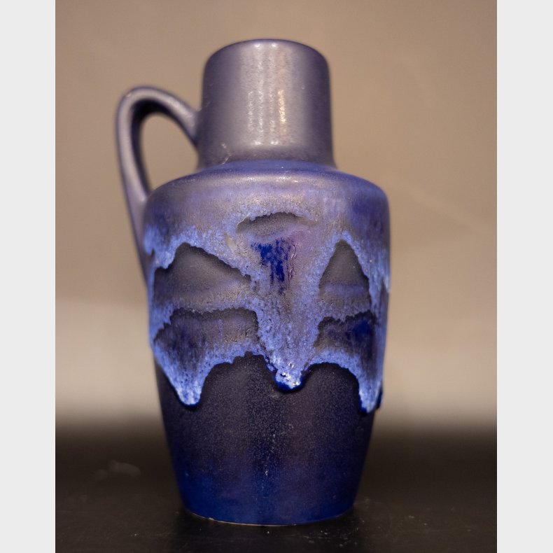 Vintage Scheurich West German Pottery Vase with Handle � Blue Lava Glaze