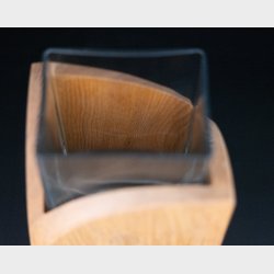 Scandinavian Glass Vase with Solid Oak Wooden Holder � L�nneberga Sl�jd Handmade Design, Modern Nordic Decor