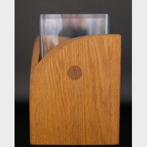 Scandinavian Glass Vase with Solid Oak Wooden Holder � L�nneberga Sl�jd Handmade Design, Modern Nordic Decor