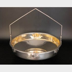 Vintage Silver Plated Serving Dish with Folding Handle � 21 cm Mid Century Decorative Tray Bowl