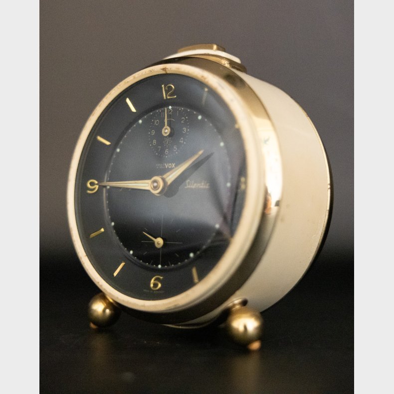 Vintage Trivox Silent Alarm Clock � Mid Century German Brass Desk Clock Working