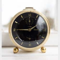 Vintage Trivox Silent Alarm Clock � Mid Century German Brass Desk Clock Working