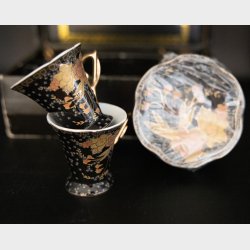 Yamasen Gold Collection Tea Set � 12 pcs Fine Porcelain Japan 24K Gold Plated Cups &amp; Saucers