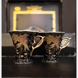 Yamasen Gold Collection Tea Set � 12 pcs Fine Porcelain Japan 24K Gold Plated Cups &amp; Saucers