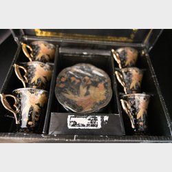 Yamasen Gold Collection Tea Set � 12 pcs Fine Porcelain Japan 24K Gold Plated Cups &amp; Saucers