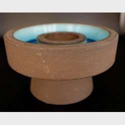Vintage West Germany Style Fat Lava Ceramic Candle Holder / Bowl 17 cm � Mid Century Modern Blue Glaze Pottery