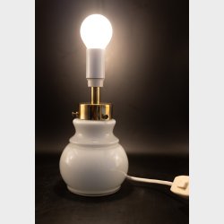 Vintage ODR ECCO Opaline Glass Table Lamp � Danish Design � Brass &amp; White Glass � 10 x 25 cm