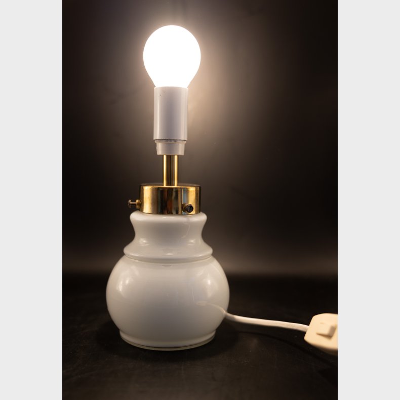 Vintage ODR ECCO Opaline Glass Table Lamp � Danish Design � Brass &amp; White Glass � 10 x 25 cm
