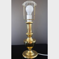 Vintage Brass Table Lamp with Acrylic Shade � Mid-Century Style � 43 x 12 cm � Fully Working