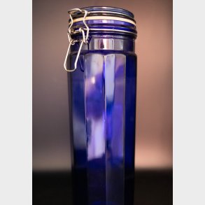 Vintage Cobalt Blue Glass Storage Jar with Airtight Clamp Lid � Tall Kitchen Canister 32 x 9.5 cm