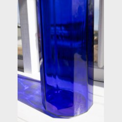 Vintage Cobalt Blue Glass Storage Jar with Airtight Clamp Lid � Tall Kitchen Canister 32 x 9.5 cm
