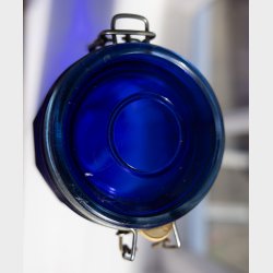 Vintage Cobalt Blue Glass Storage Jar with Airtight Clamp Lid � Tall Kitchen Canister 32 x 9.5 cm