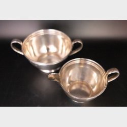 Vintage Silver Plated Sugar Bowl &amp; Creamer Set � Danish Design Cream Jug &amp; Sugar Jar � Elegant Tableware