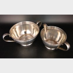 Vintage Silver Plated Sugar Bowl &amp; Creamer Set � Danish Design Cream Jug &amp; Sugar Jar � Elegant Tableware