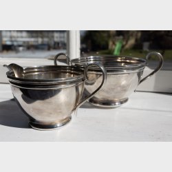 Vintage Silver Plated Sugar Bowl &amp; Creamer Set � Danish Design Cream Jug &amp; Sugar Jar � Elegant Tableware