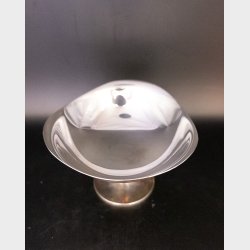 Vintage Silver Plated Pedestal Bowl 16 cm � Minimalist Footed Dish � Mid Century Modern Serving Bowl