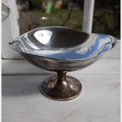 Vintage Silver Plated Pedestal Bowl 16 cm � Minimalist Footed Dish � Mid Century Modern Serving Bowl