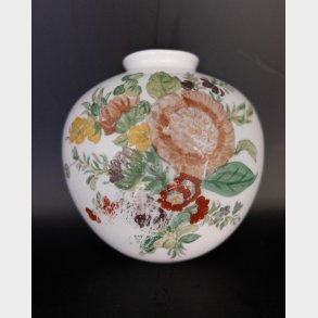 Vintage 1950s Hand-Painted Wall Vase � Danish Floral Ceramic Wall Pocket � Signed Ingelise B. 1958