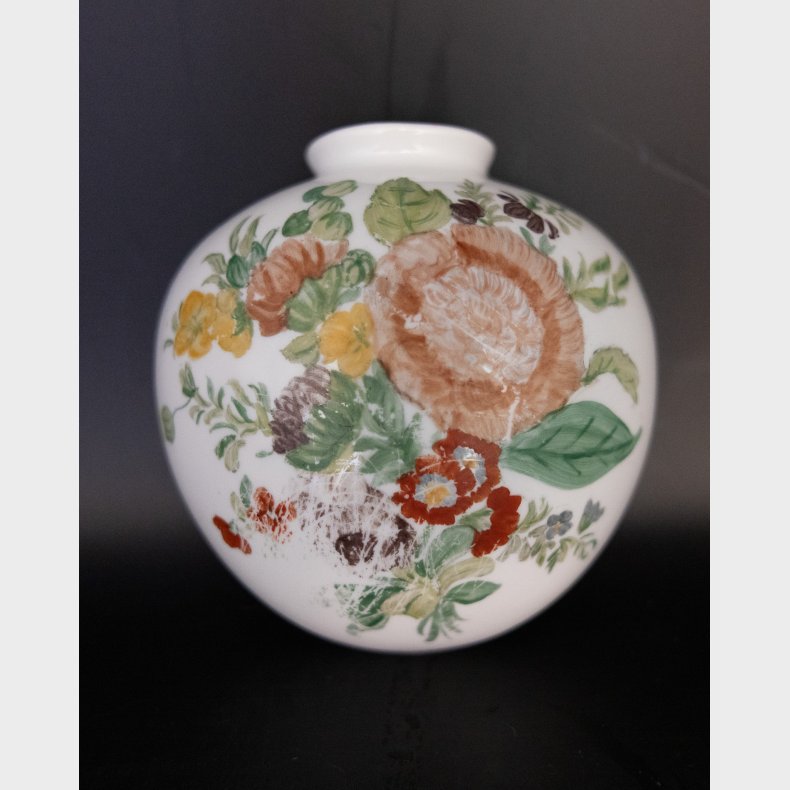 Vintage 1950s Hand-Painted Wall Vase � Danish Floral Ceramic Wall Pocket � Signed Ingelise B. 1958