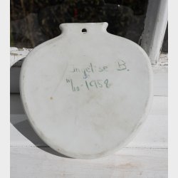 Vintage 1950s Hand-Painted Wall Vase � Danish Floral Ceramic Wall Pocket � Signed Ingelise B. 1958