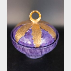 Vintage Hand-Painted Purple Ceramic Lidded Bowl � Signed �Greta Riis 1986 HM� � Decorative Studio Pottery