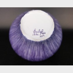 Vintage Hand-Painted Purple Ceramic Lidded Bowl � Signed �Greta Riis 1986 HM� � Decorative Studio Pottery