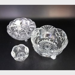 Vintage Cut Glass Bowls � Decorative Set of 3