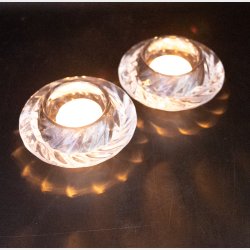 Vintage Glass Tealight Holders � Swirl Design � Heavy Glass (Set)