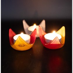Ipsens Art Glass Gudhjem � Colored Glass Tealight Holders (Set of 3)