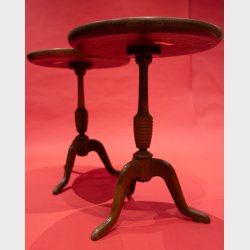 Pair of Vintage Tripod Side Tables in Solid Oak � Round Scandinavian / English Style Occasional Tables