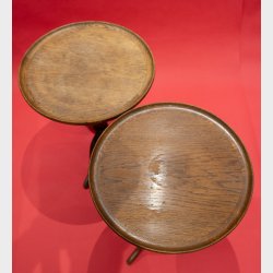 Pair of Vintage Tripod Side Tables in Solid Oak � Round Scandinavian / English Style Occasional Tables