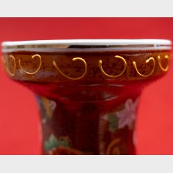 Large Antique Japanese Kutani Porcelain Vase � Hand Painted Red &amp; Gold Moriage Decor, Meiji period, 61 cm