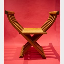 Pair of Vintage Folding Wooden Safari Chairs � Scandinavian Style X-Frame Chairs, Solid Wood, Mid Century Inspired