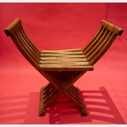 Pair of Vintage Folding Wooden Safari Chairs � Scandinavian Style X-Frame Chairs, Solid Wood, Mid Century Inspired