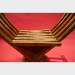 Pair of Vintage Folding Wooden Safari Chairs � Scandinavian Style X-Frame Chairs, Solid Wood, Mid Century Inspired