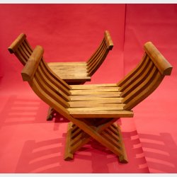 Pair of Vintage Folding Wooden Safari Chairs � Scandinavian Style X-Frame Chairs, Solid Wood, Mid Century Inspired