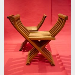 Pair of Vintage Folding Wooden Safari Chairs � Scandinavian Style X-Frame Chairs, Solid Wood, Mid Century Inspired