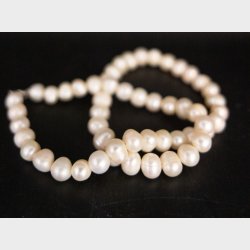 Vintage White Cultured Pearl Necklace � 51 cm Strand of Large Natural Freshwater Pearls, Elegant Classic Jewelry
