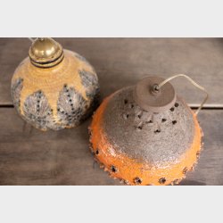 Vintage West Germany Fat Lava Ceramic Lamps � Pair of Mid Century Table Lamps, 1960s�70s