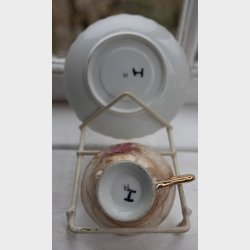 Vintage Porcelain Tea Cup &amp; Saucer Set with Gold Trim � Floral Pink Rose Design