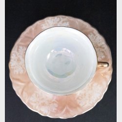 Vintage Porcelain Tea Cup &amp; Saucer Set with Gold Trim � Floral Pink Rose Design