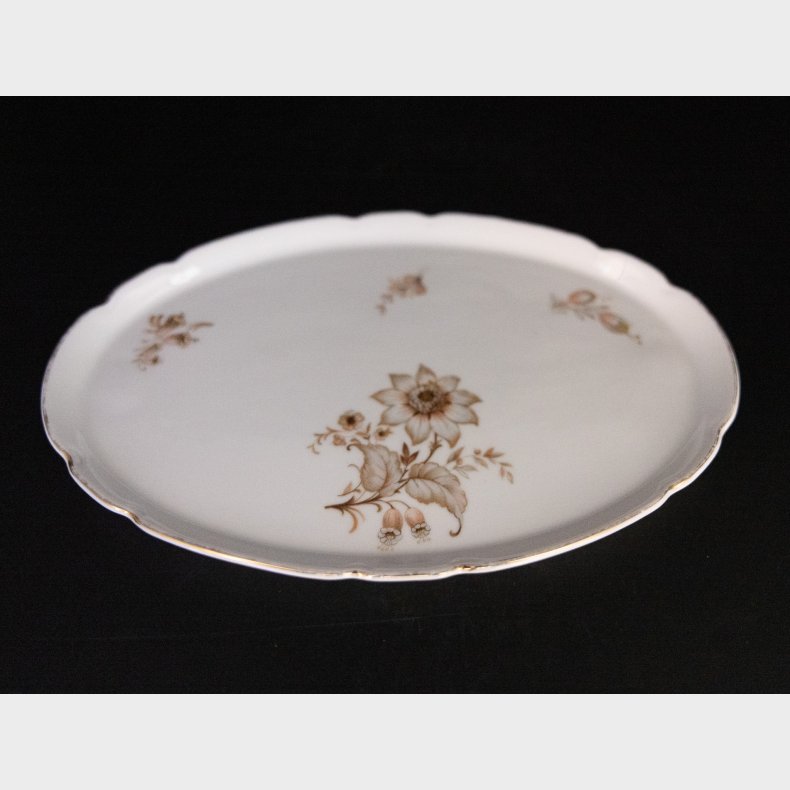 Vintage Porcelain Oval Serving Dish � Floral Design with Gold Trim, 24 cm