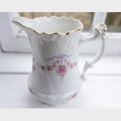 Antique Carl Tielsch (C.T.) Altwasser Porcelain Tea &amp; Coffee Service, circa 1890�1910, 39 Pieces, Pink Floral Ribbon Garland with Gilt Trim