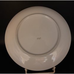 Set of 4 hand-painted botanical porcelain plates (20 cm in diametre), signed E.J. and dated 1961